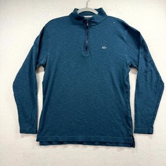 Fish Hippie Shad Point 1/4 Zip Pullover Men Medium Heather Teal Casual Mock Neck