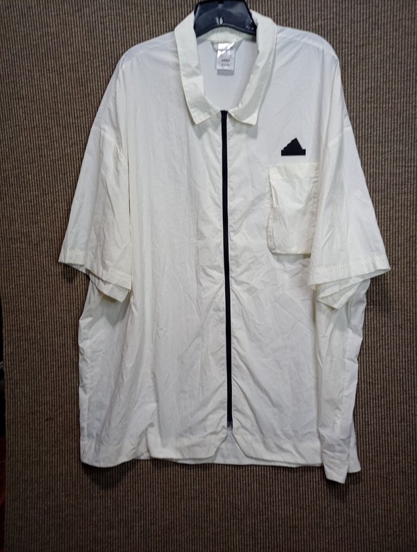 Adidas City Escape Q2 Shirt Mens 2XL White Full Zip Windbreaker Short Sleeve gallery