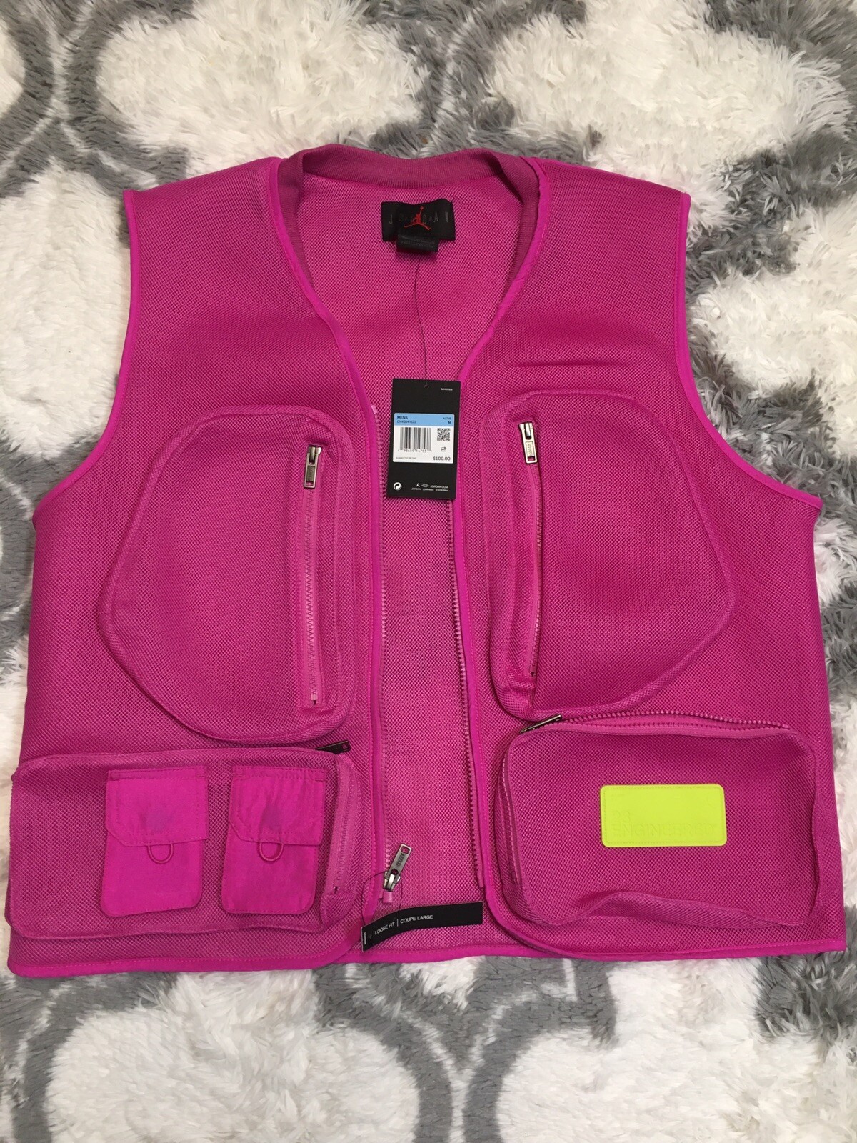 Men's Nike Jordan 23 Engineered Spacer Mesh Vest CN4584-623 Pink/Volt Size M gallery