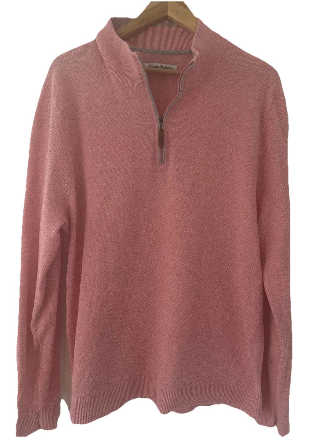 TOMMY BAHAMA Island Zone 1/2 Zip Mock Neck Pullover L Pink Knit Preppy Coastal gallery