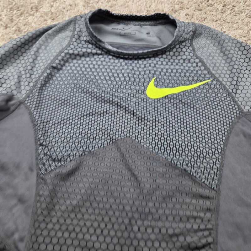 Nike Pro Hyperwarm Shirt Mens Gray Small Honeycomb Fitted Training Top gallery