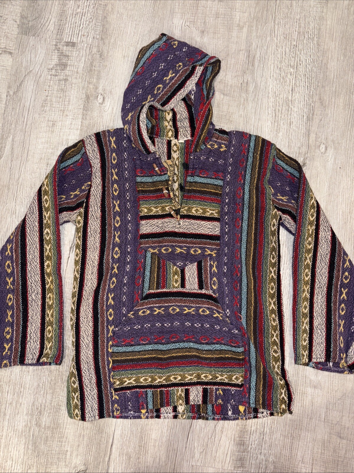 Mens Patchwork Hippy Winter Zip Jacket Hooded. Medium Drug Rug Poncho 0271 gallery