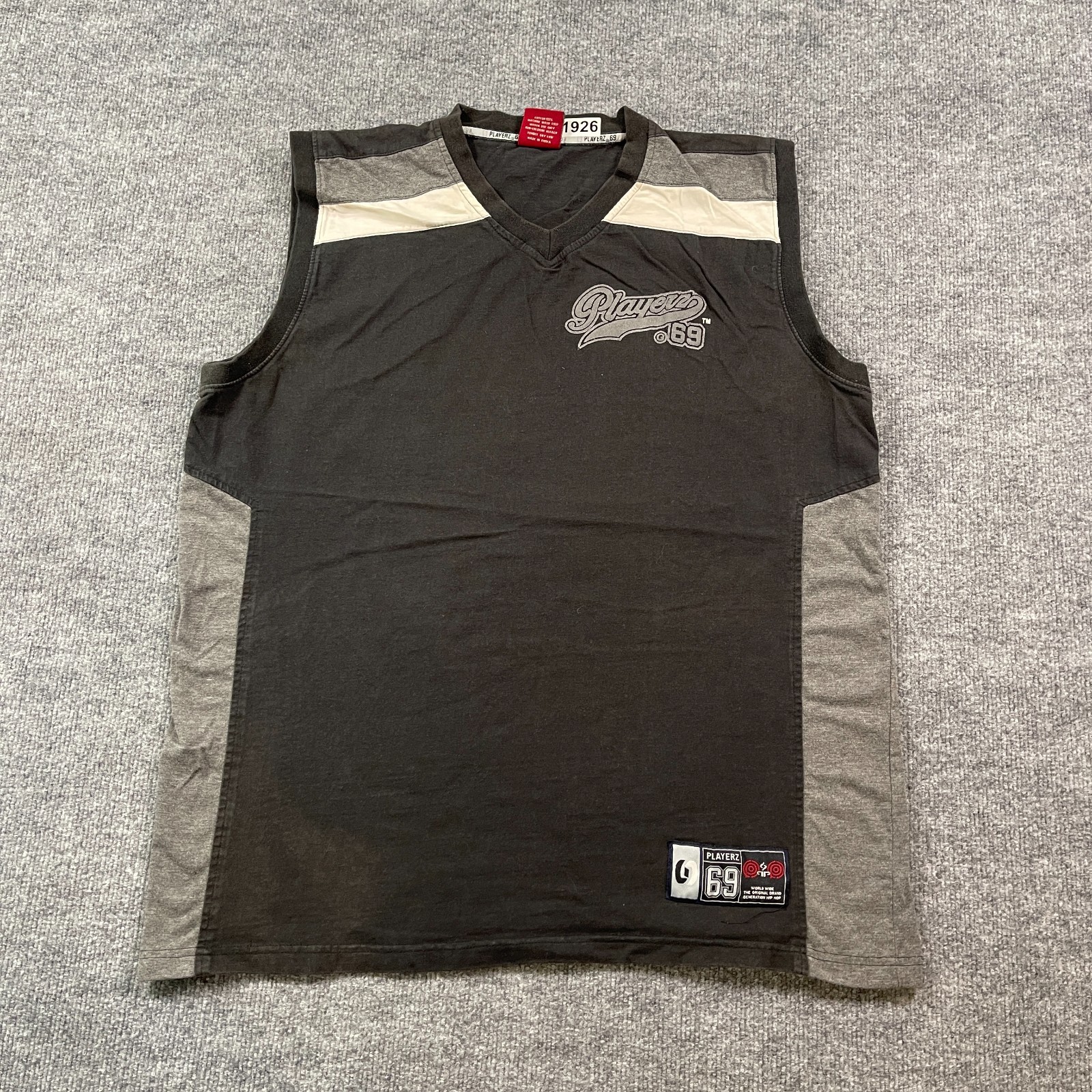 Vintage Y2K Playerz 69 Basketball Jersey XL 24x28 Black Gray Tank-Top gallery