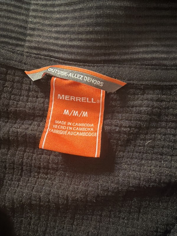 NWT Merrell Men's M Black Quarter-Zip Grid Fleece Pullover Sweatshirt M0431 gallery