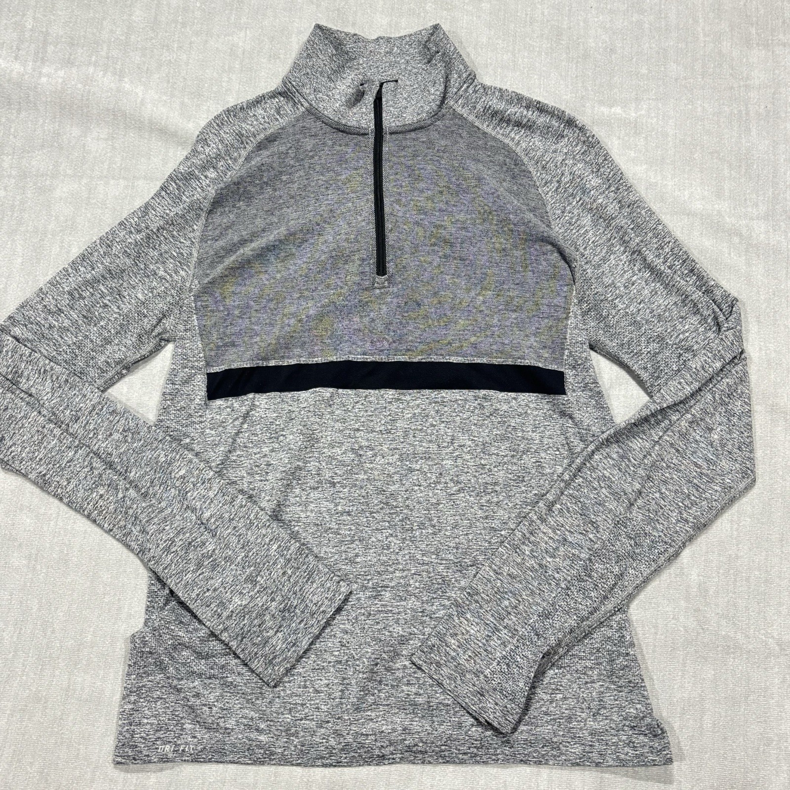 Nike Running Shirt Mens Large Gray Dri Fit 1/4 Zip Pullover Golf Workout Jogging gallery