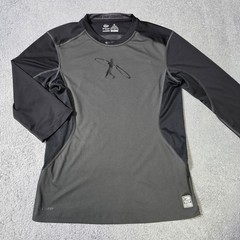 Nike Mens Medium Pro Combat Dri-FIT Baseball Shirt Grey Black 3/4 Sleeve MLB