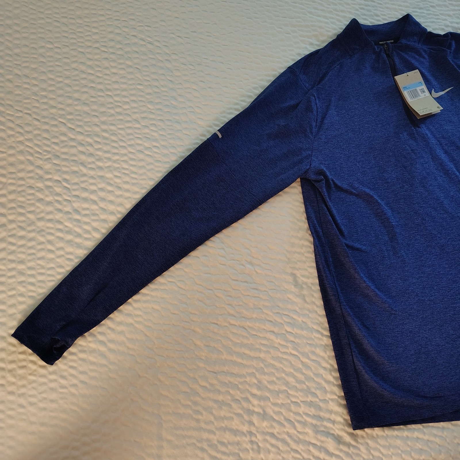 Nike Dri-FIT Blue 1/4 Zip Mock Neck Running Pullover Poly Size Men's (M) NWT gallery