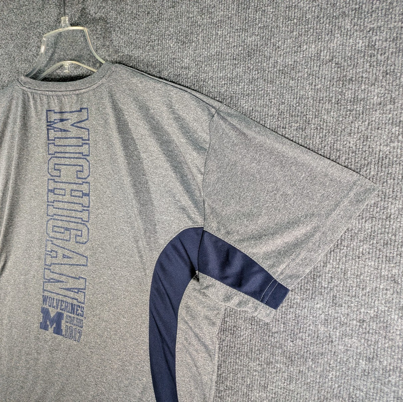 University of Michigan UofM Wolverines Gray Performance Athletic T-Shirt Mens XL gallery