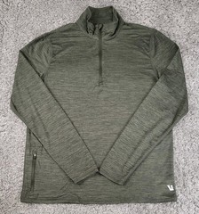 Vuori Ease Performance 1/4 Zip 2.0 Long Sleeve Stretch Green Pullover Size M