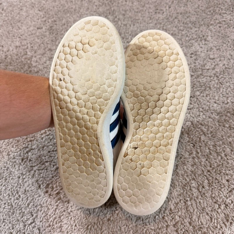 Adidas Grand Court White Blue Stripe Casual Sneakers Womens Size 7.5 EUC gallery
