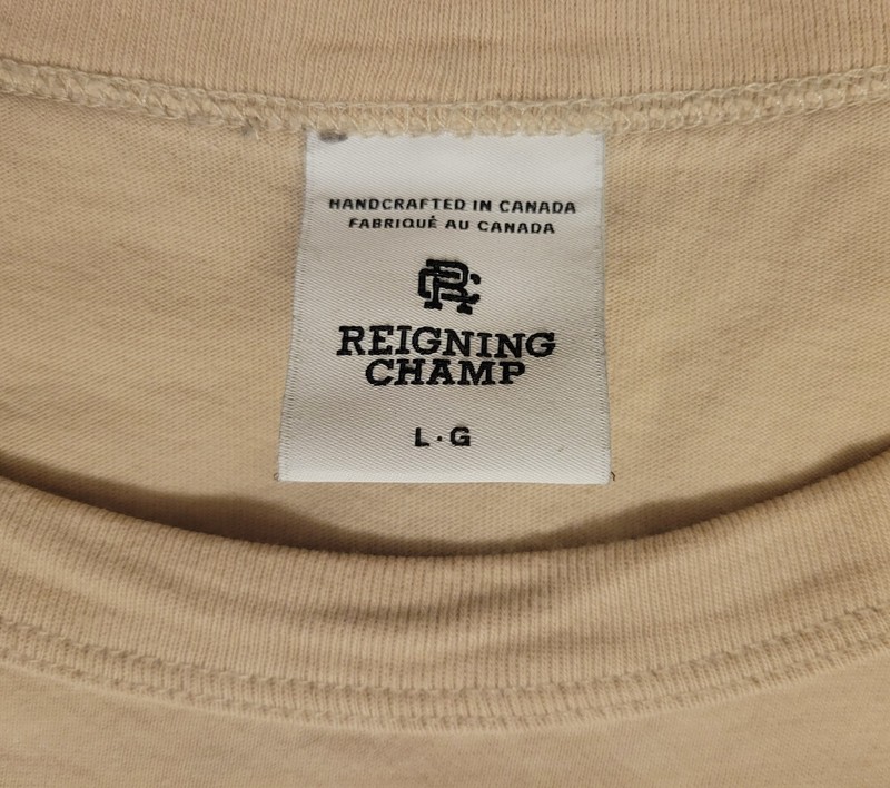 Reigning Champ Men's Activewear T-Shirt Size Large Tan Raglan Cotton Crew Neck gallery