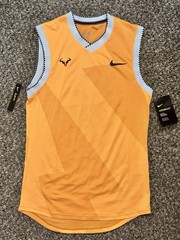 Nike Court Rafa AeroReact Mens Tennis Sleeveless Tank Top Orange BV1099-845 XS