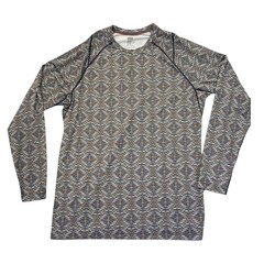 SAXX Quest Long Sleeve Crew Shirt Mens Large Baselayer Dark Ink Mesa Print