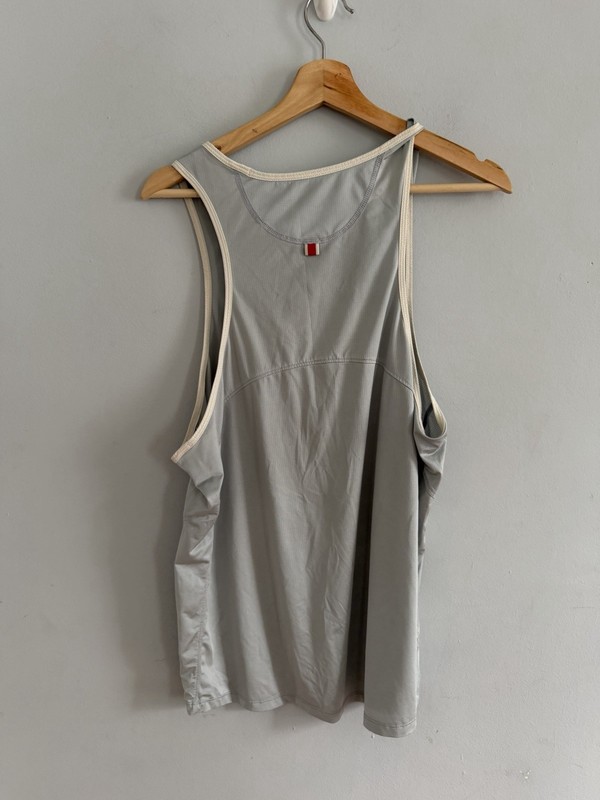 Tracksmith Twilight Tank Athletic Running Top Light Gray White Trim Size L gallery