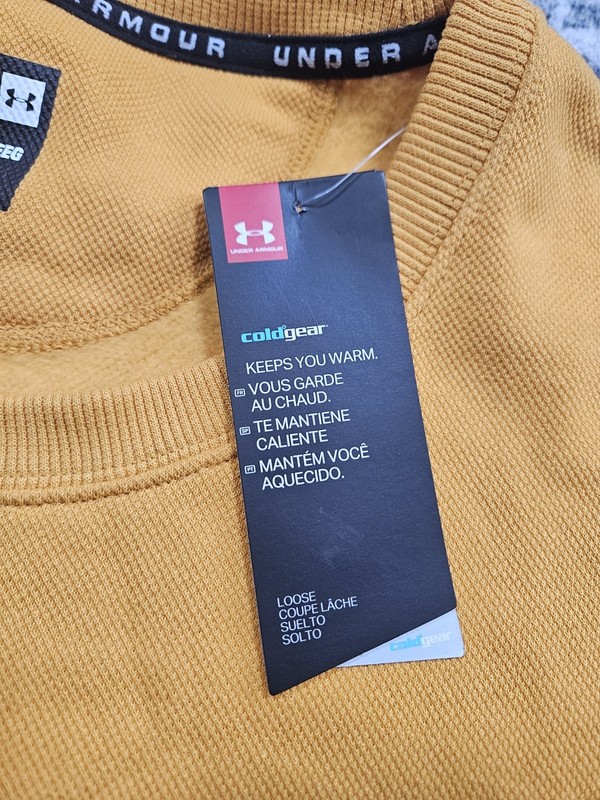 UNDER ARMOUR Cold Gear SZ 2XL 2 Tone Yellow/White Logo Sweatshirt NWT Pullover gallery