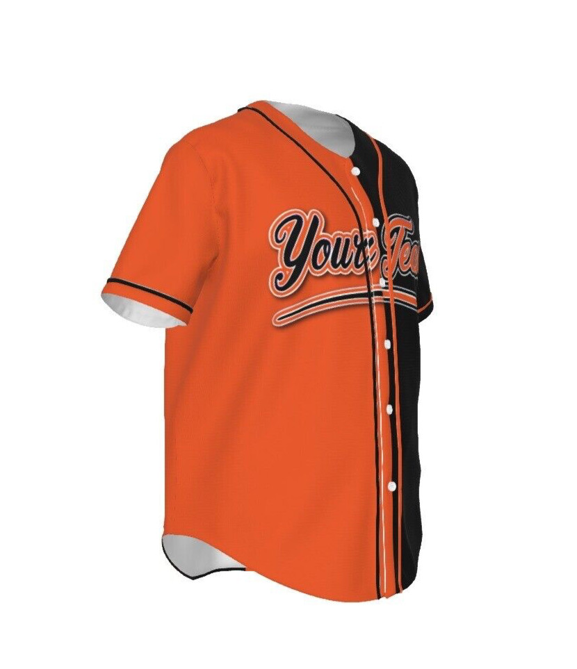 Fully Custom Black and Orange Baseball Softball Team Design Baseball Jersey BS-8 gallery