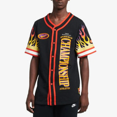 NIKE AMERICANA JERSEY TOP FLAMES BUTTON SHIRT ORANGE $85 DV9642-010 (M)