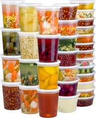 Dipoo 60 Sets (120-Piece) Deli Containers with Lids, 32/16/8 oz X 20 Set Each, L