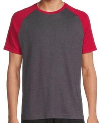 NWT MENS GEORGE Raglan Tee Short Sleeve SHIRT Grey Red Size S 34-36
