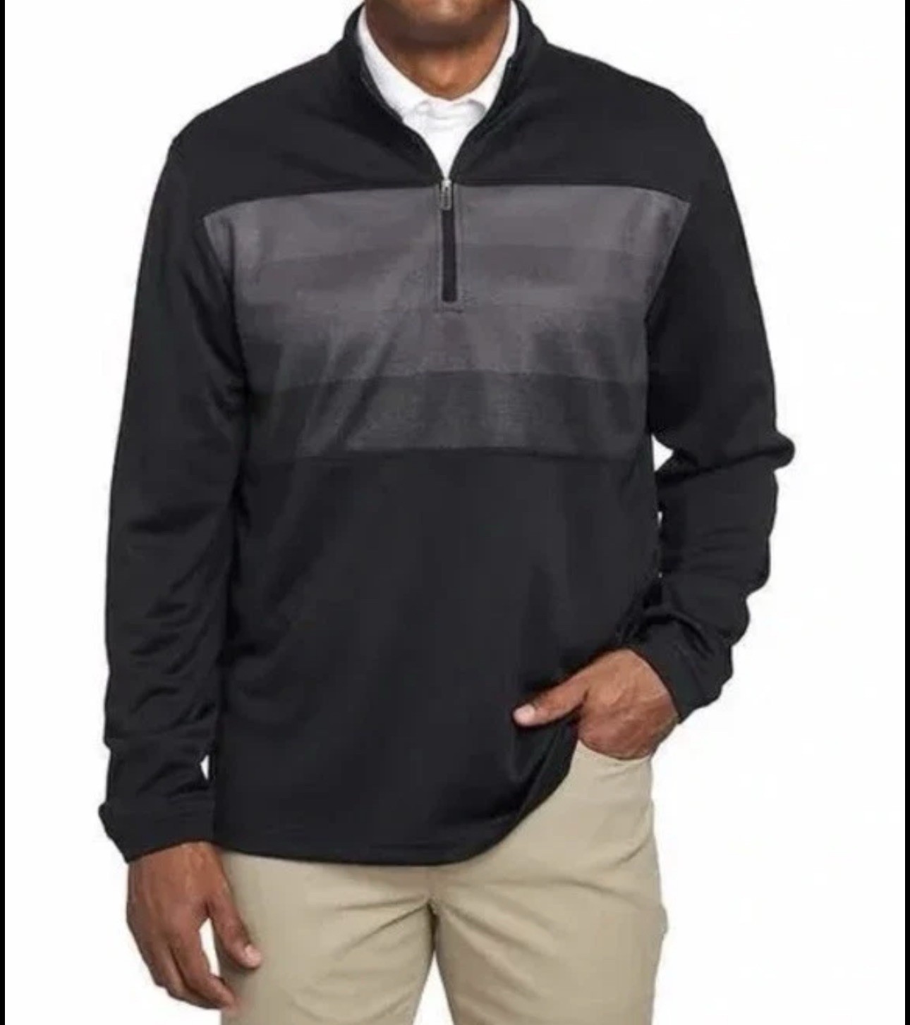 Pebble Beach Dry-Luxe Performance 1/4 Zip Mock Neck Golf Pullover M Black/Gray gallery