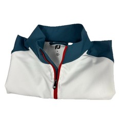 NEW FootJoy Golf Pullover L Track Suit Style Red Zip Blue White FJ 33382