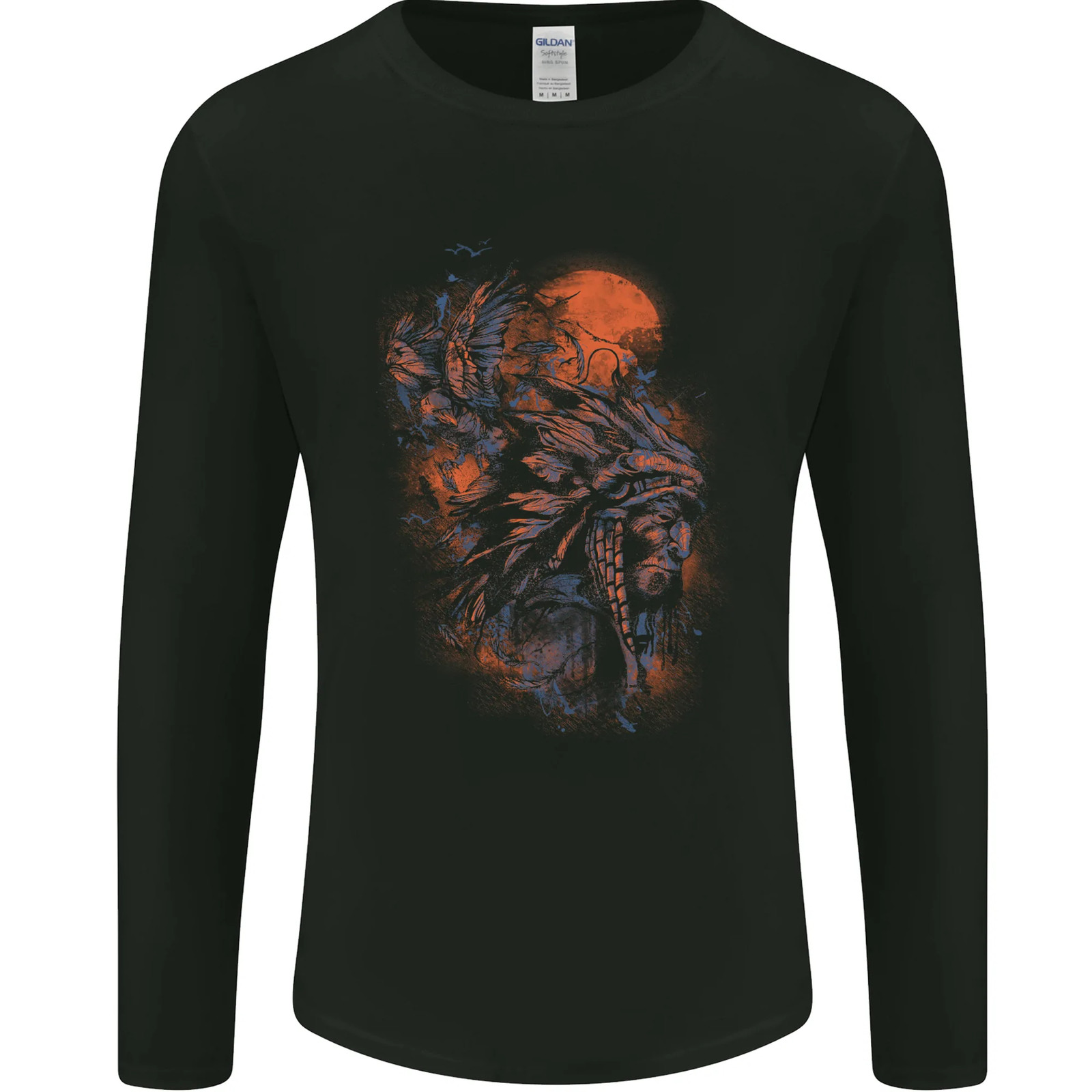 Native American Indian Headdress Apache Mens Long Sleeve T-Shirt gallery