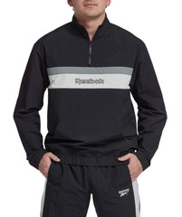 Reebok Men Retro Colorblocked Quarter Zip Popover Black Size L