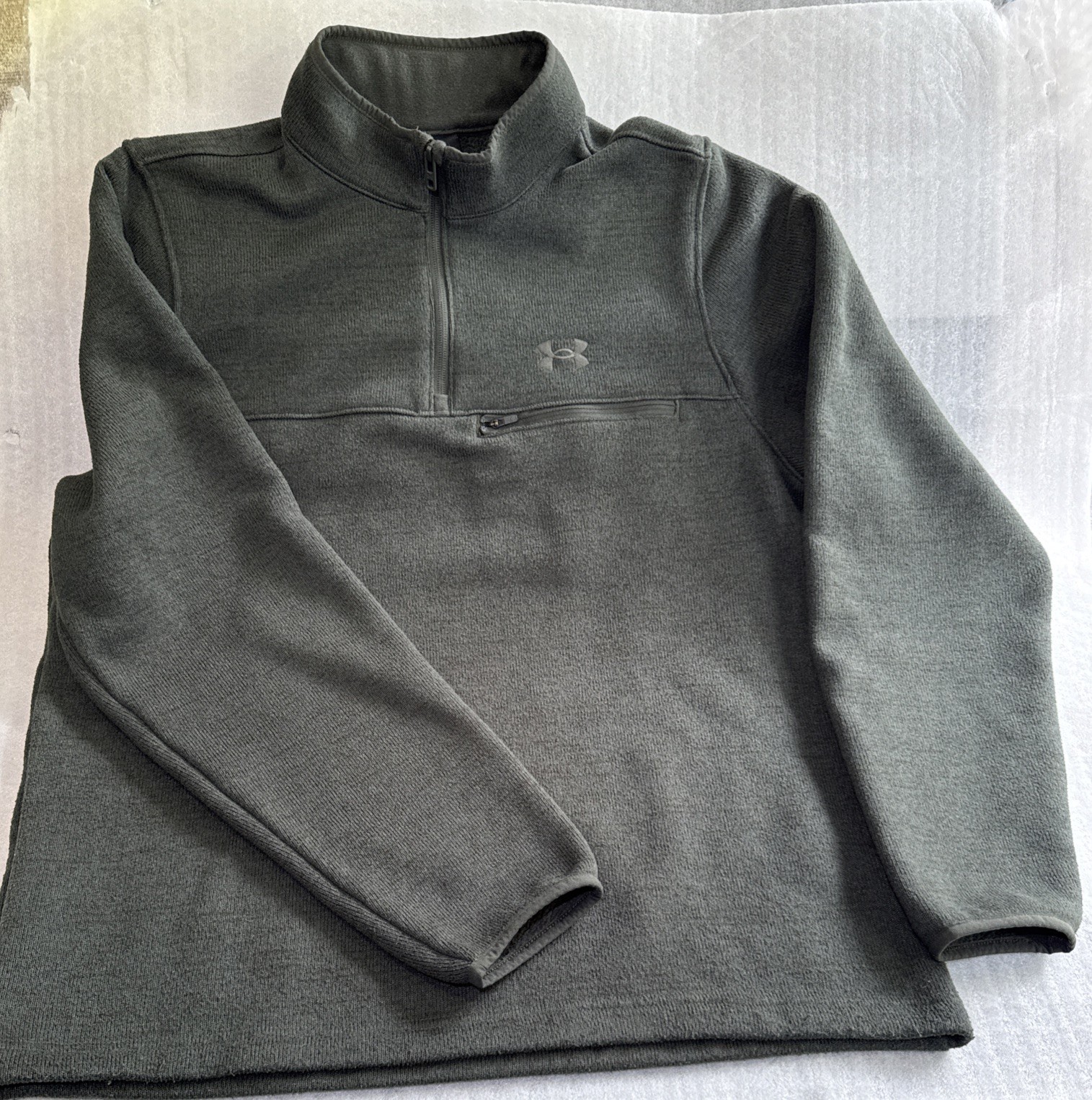 Under Armour Men's Green Textured 1/4 Zip Pullover Fleece Sz Large Authentic Tag gallery