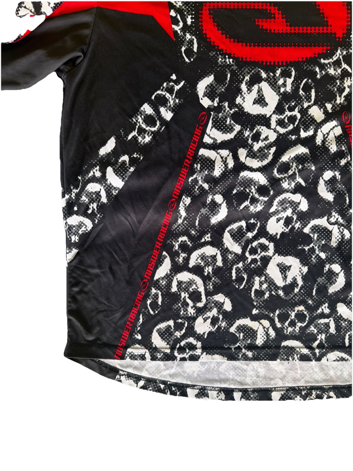 Vintage Crazy Skull Motorcross Jersey Sz XL Red Answer Racing gallery