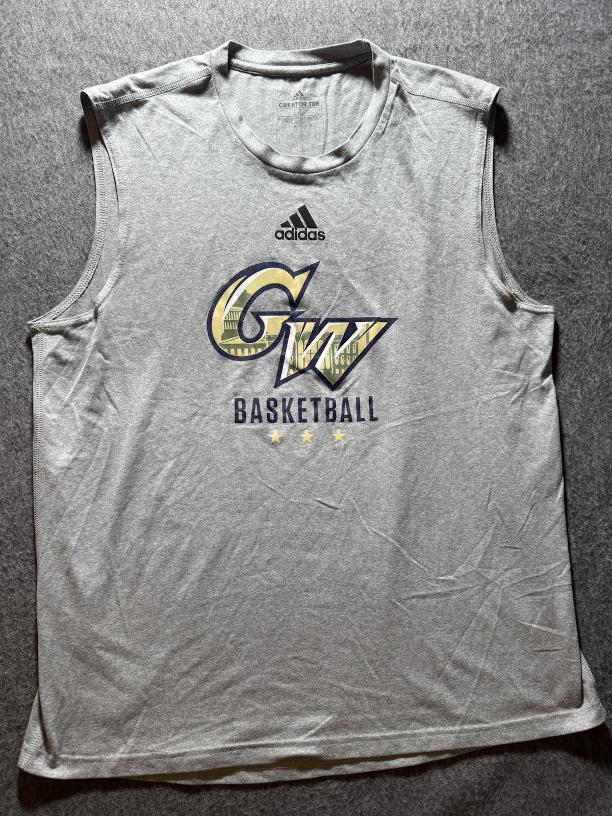 Adidas Gray George Washington Program Sleeveless Mens Size Large Creator Tee gallery