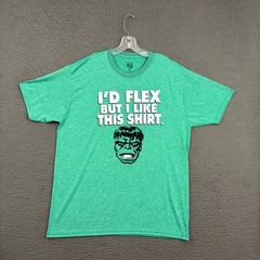 Marvel Comics T-Shirt Mens XL Green Hulk Graphic Funny Activewear Workout Gym