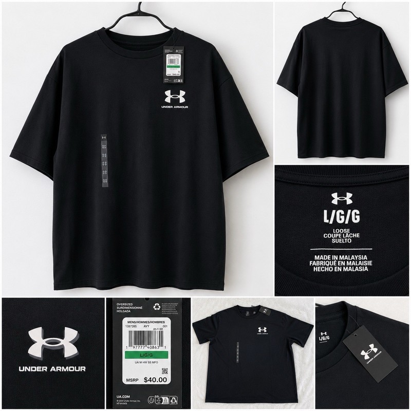 Under Armour Oversized T-Shirt Men’s Large Black Loose Fit Short Sleeve NWT gallery