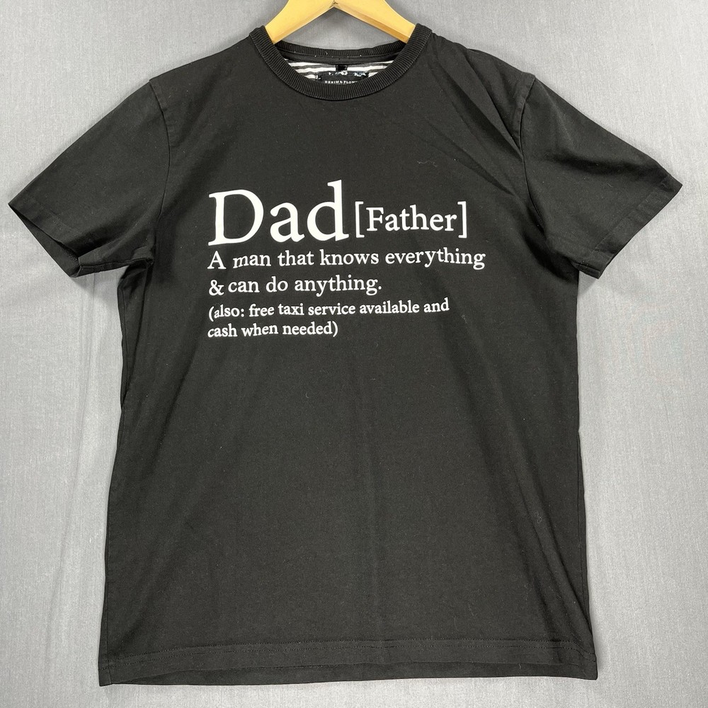 Denim & Flower Mens Shirt Black S Dad Definition Graphic Short Sleeve T-Shirt