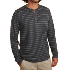 MARINE LAYER Men Augusta Dbl Knit Henley Pullover Shirt Sz XL Gray 40-13