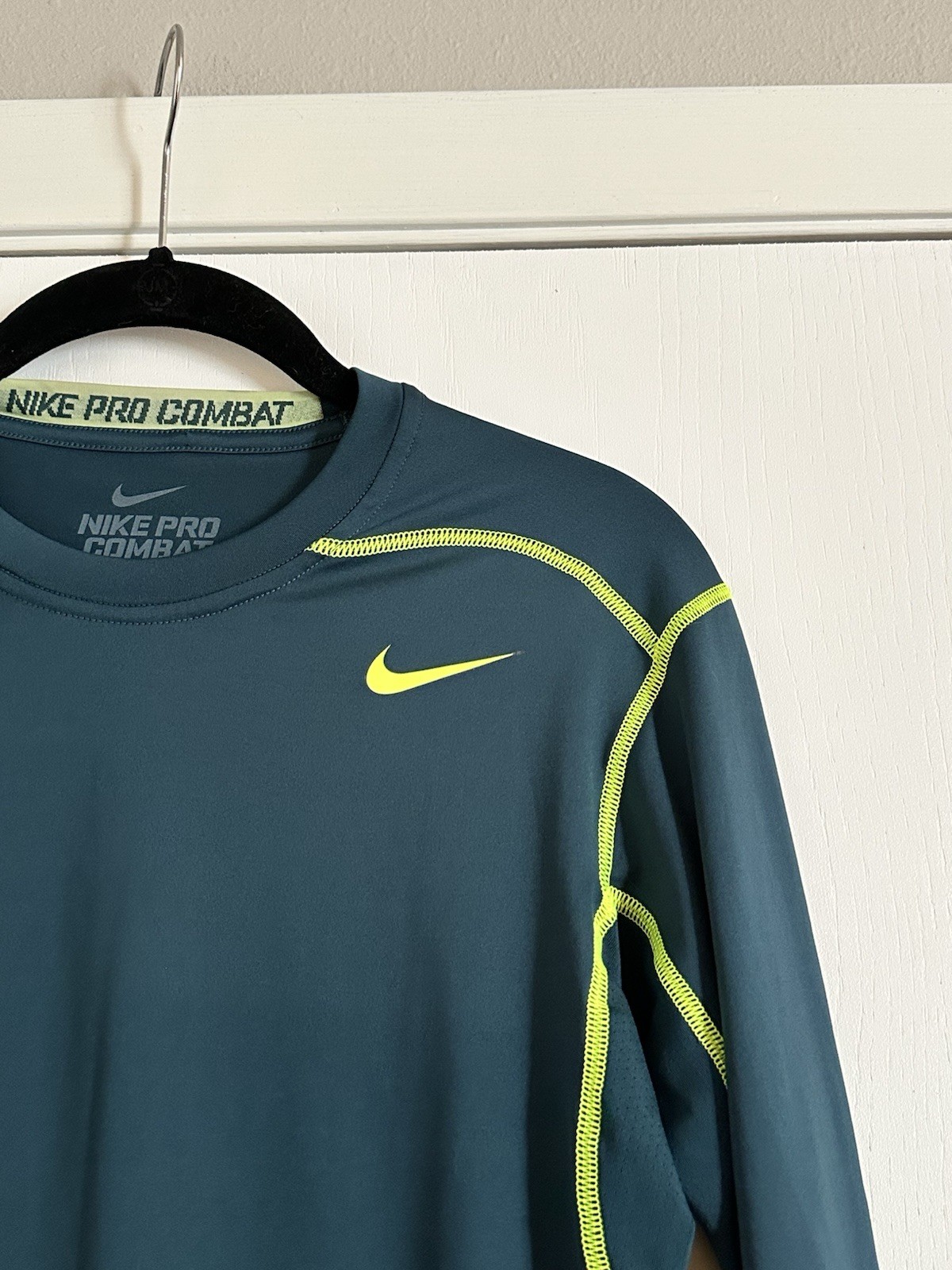 Nike Pro Combat Compression Shirt Men Medium Teal Long Sleeve Active Dri Fit Gym gallery