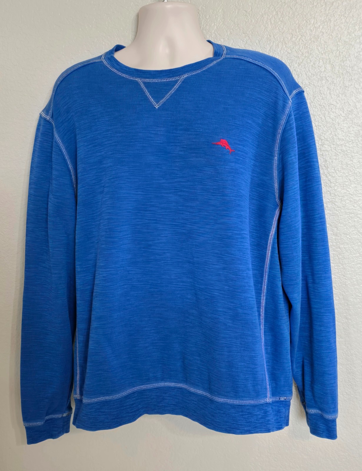 Tommy Bahama Tobago Bay Crew Sweatshirt Mens Sz XL Blue Knit Long Sleeve Marlin gallery