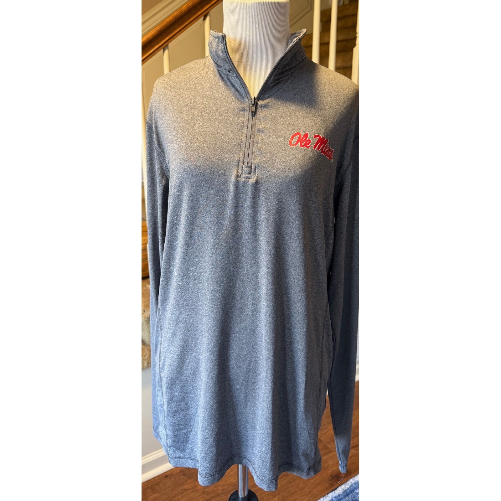 Russell Athletic Ole Miss Rebels Quarter Zip Pullover Gray Mens Medium NCAA gallery