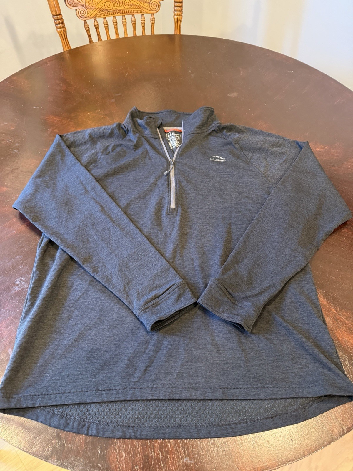 Men’s LL Bean Slightly Fitted Dark Grey Long Sleeve Athletic 1/4 Zip Size L gallery