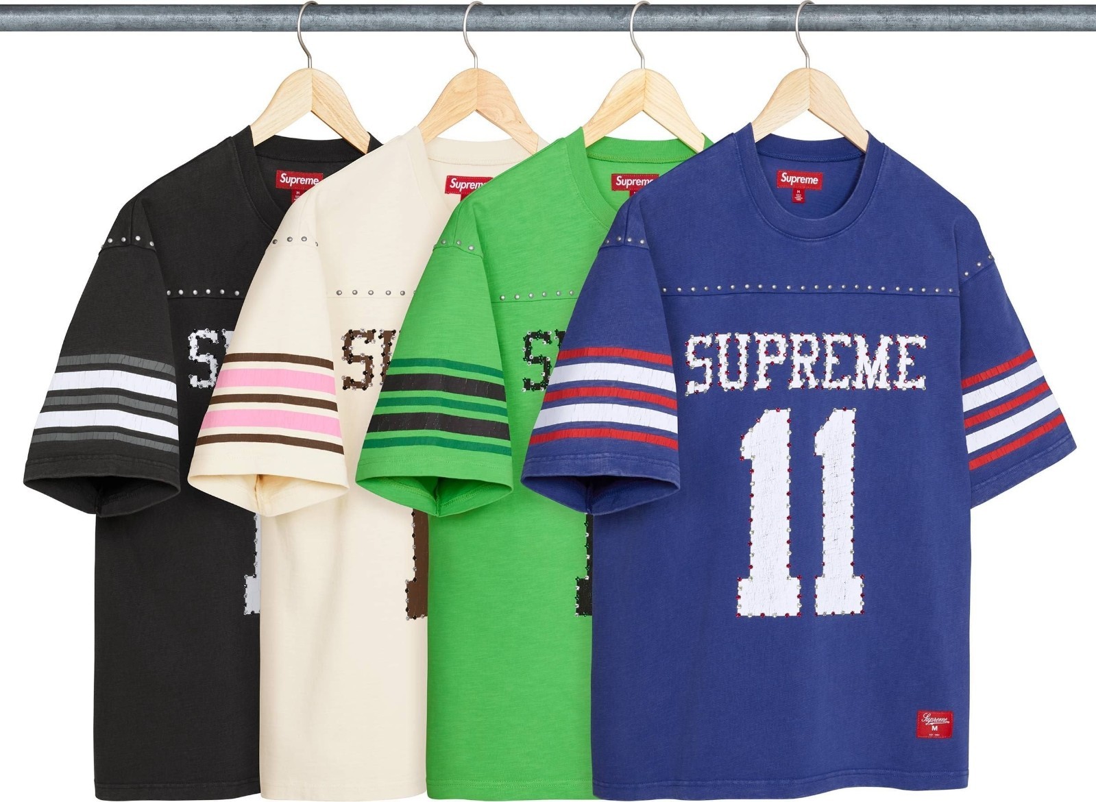 Supreme Studded S/S Football Top Black Cream Blue Green 4colors 26SS gallery