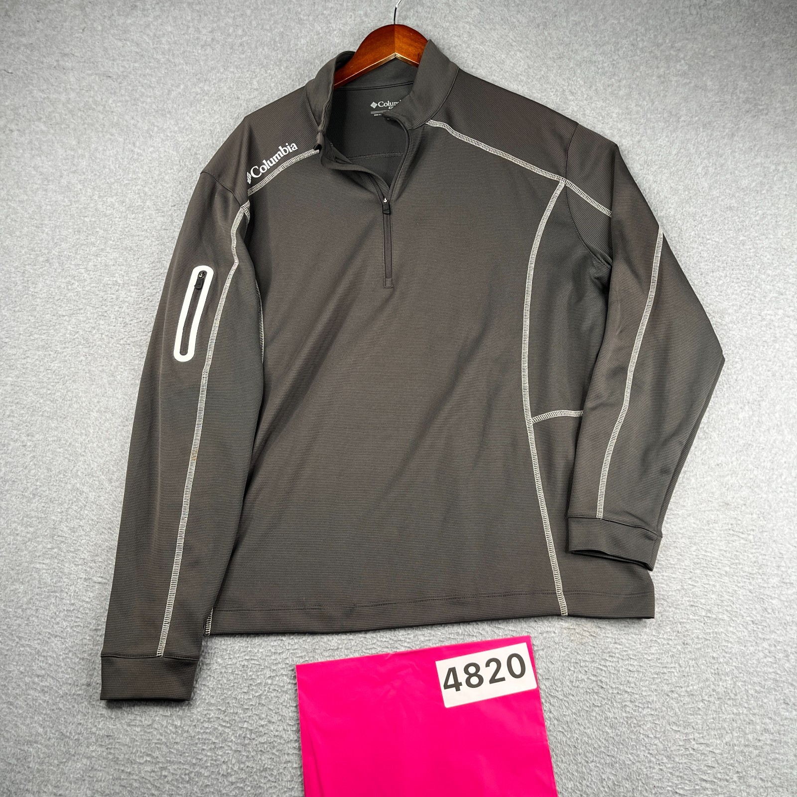 Columbia Golf 1/2 Zip Performance Pullover Pocket Gray Mens Large gallery