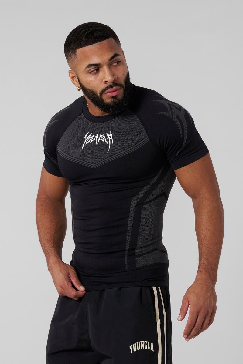 YOUNGLA (SOLD OUT) - 4041 - WARRIOR COMPRESSION TEES - BLACK - SIZE LARGE gallery