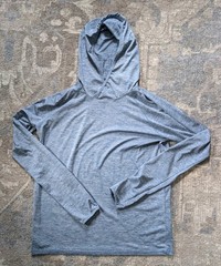 Iceburg Mens L Base Layer Longsleeve Hooded Shirt Blue Hiking Thumb Holes