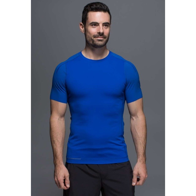 LULULEMON REPETITION SHORT SLEEVE TEE MENS XL HARBOR BLUE PERFORMANCE BASIC gallery