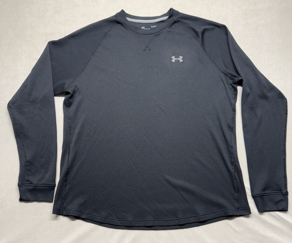 Under Armour Men’s Loose Fit Black Thermal Waffle Weave Size XL