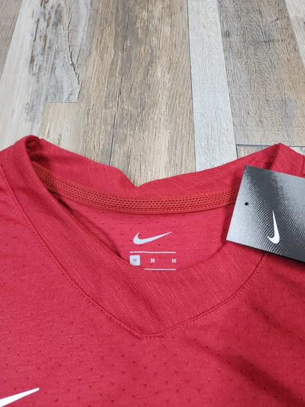 New Men’s NIKE Soccer DriFit T-SHIRT Dark Red CW3540 Size MEDIUM NWT $55 gallery