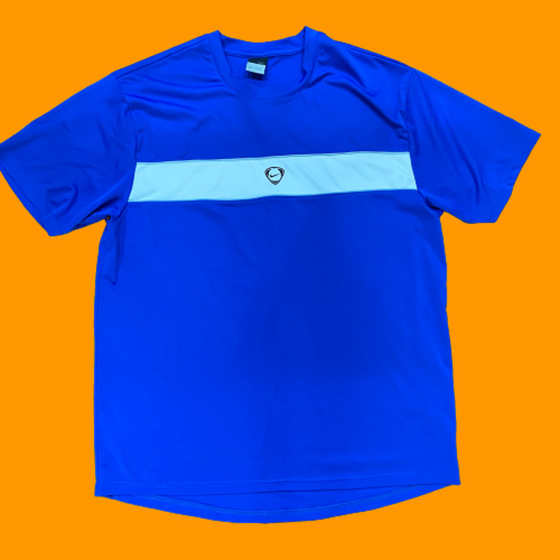 Nike Mini Swoosh Y2K Polyester Royal Blue Soccer T-Shirt Men's Size XL gallery