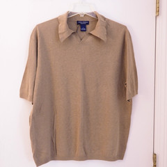 NWT DANIEL CREMIEUX Casablanca Collection Tan Linen Blend Short Sleeve Top Sz L