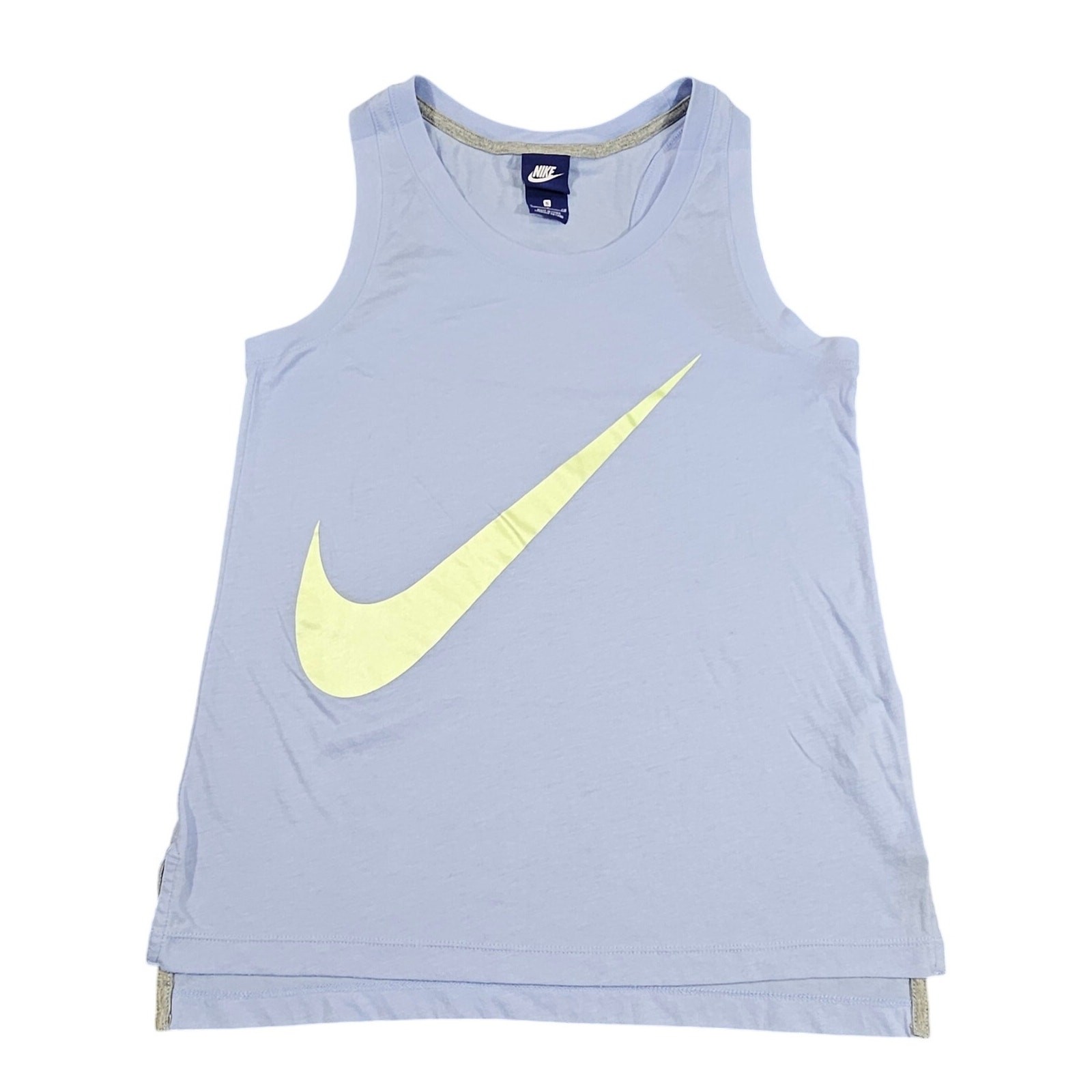 NIKE SLEEVELESS TANK TOP MEN’S SMALL LIGHT BLUE YELLOW SWOOSH LOGO - ATHLETIC gallery