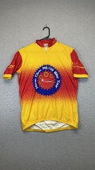 VOmax Cycling Jersey Mens Large Yellow Red Noran Clinic MS 150 Tour Made USA