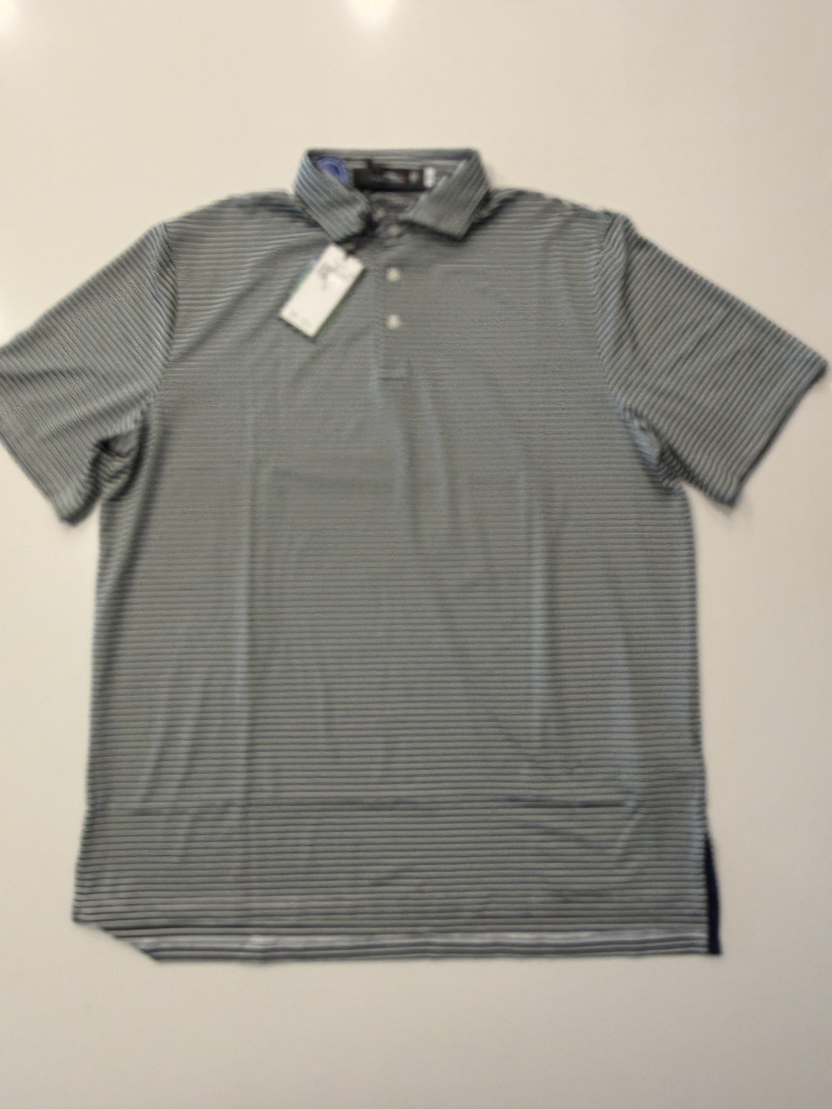 RLX Ralph Lauren Blue/White Stripe Short Sleeve Polo Shirt Men's Size Large NWT gallery